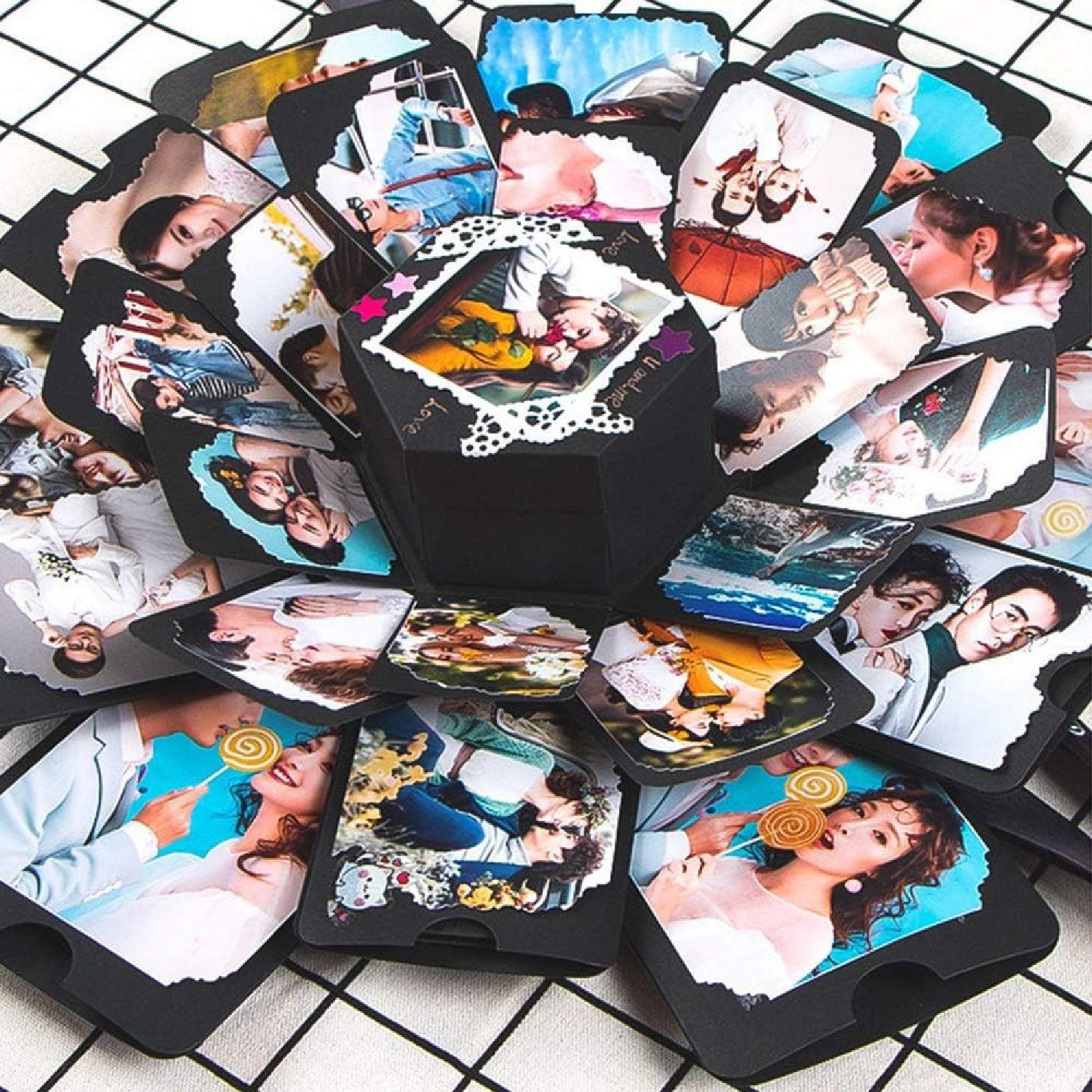 Explosion DIY Gift Set, Exploding Love Box for Couples, Sentimental Gift for Wedding, Birthday Party, Boyfriend, Girlfriend, Scrapbook Style Photo Album, Memory Box