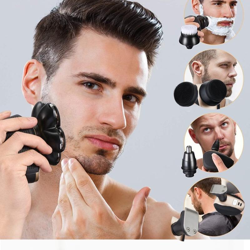 Portable Men's Multifunctional Electric Shaver Set, Wet/dry Cordless Razor, 5-Blade Trimmer, Waterproof Rotating Blades, Waterproof Rechargeable Shaver, Gift for Him