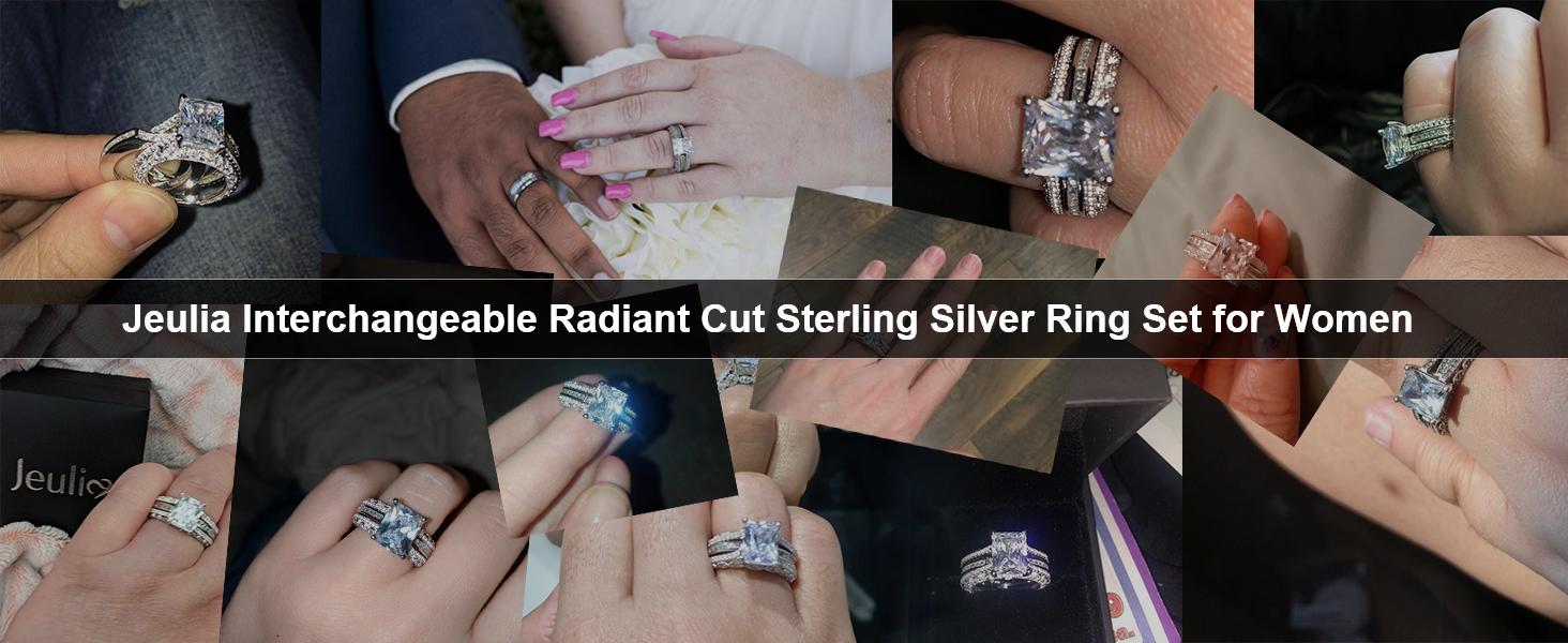 Jeulia Interchangeable Halo Engagement Ring Set Twisted Radiant Cut Sterling Silver SEC finejewelry Jeulia Interchangeable Halo Engagement Ring Set Twisted Radiant Cut Sterling Silver SEC finejewelry