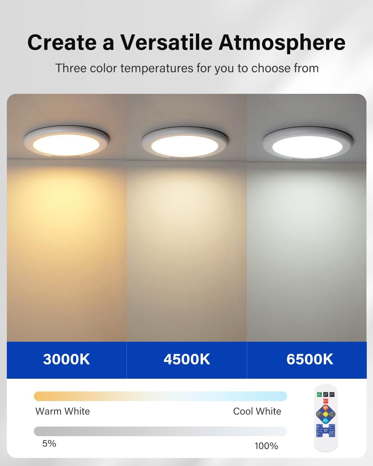 1/2/4Pcs LED Ceiling Lamp, Rechargeable, 4000mAh Battery, Body Sensor, Remote Control, Three-color Dimming, Suitable For Bedroom, Entrance, Hallway, Bathroom Ceiling Lamp