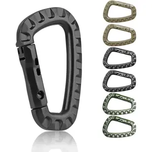 Tactical Gear Carabiner Keychain Clip Plastic D-Rings Large Key Chain Heavy Duty Snap Hook for Backpack, Belt, Keyrings, Bags, Bottle, Tent, Camping