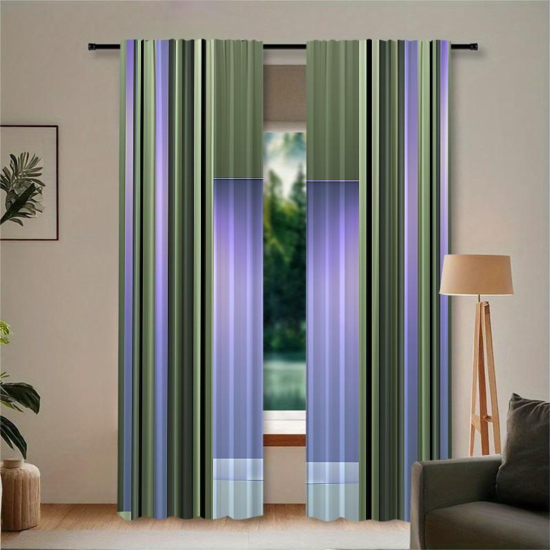 2 pieces of Mordani color-matching geometric patchwork printed curtains, made of polyester with semi-transparent texture, machine washable, suitable for bedrooms, living rooms and home decoration curtains.
