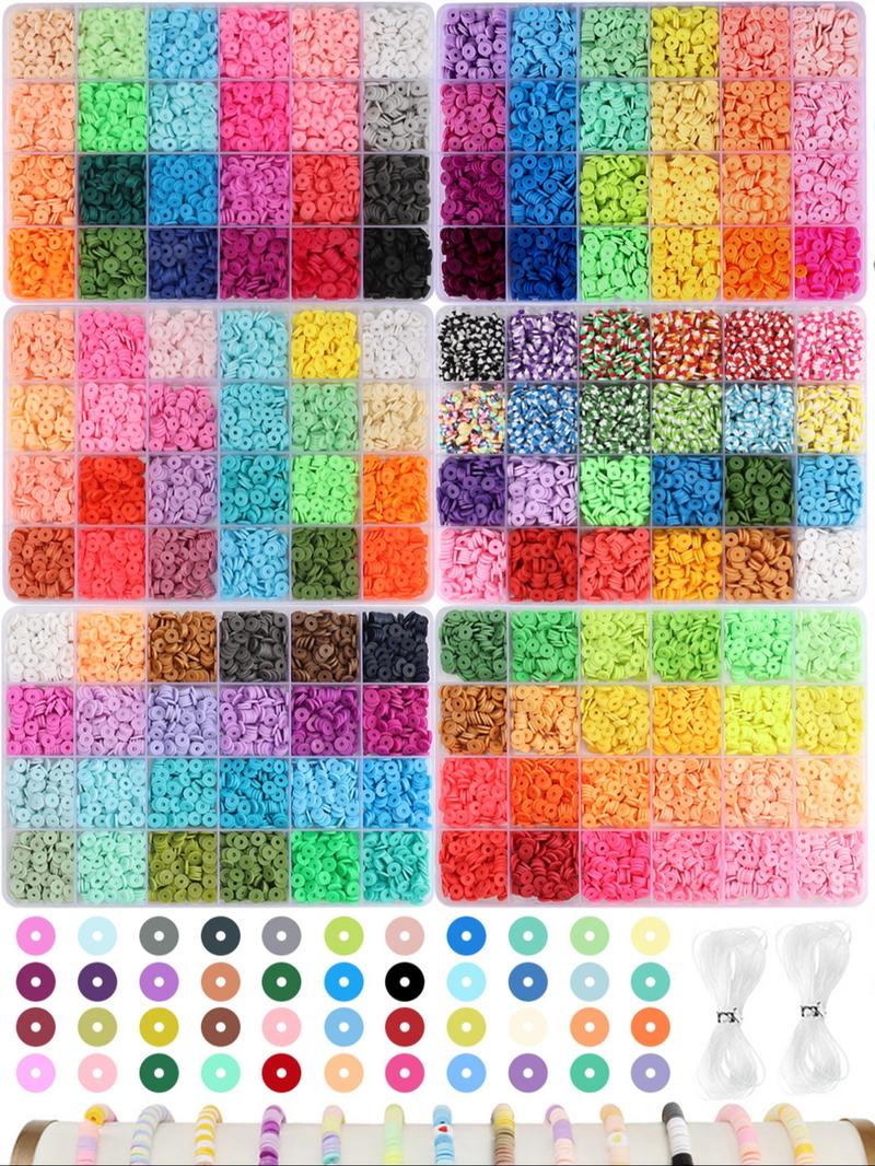 4800pcs Soft Clay Beads Bracelet Making Kit, Friendship Bracelet Set, Flat Beads for Jewelry DIY, Necklace Handmade Gift, Bead Assortment