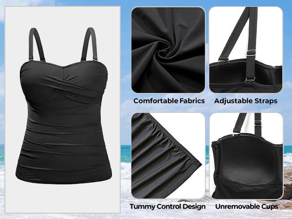 Aqua Eve Plus Size Tankini Top Only Bandeau Swim Top Strapless Swimsuit Top Twist Front Bathing Suit Top No Bottom Aqua Eve Plus Size Tankini Top Only Bandeau Swim Top Strapless Swimsuit Top Twist Front Bathing Suit Top No Bottom