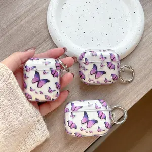 Butterfly Print Bluetooth-compatible Earphone Case for AirPods 4 & Pro2 Series, Compatible with Air 1/2/3/4/pro/pro2/pro3