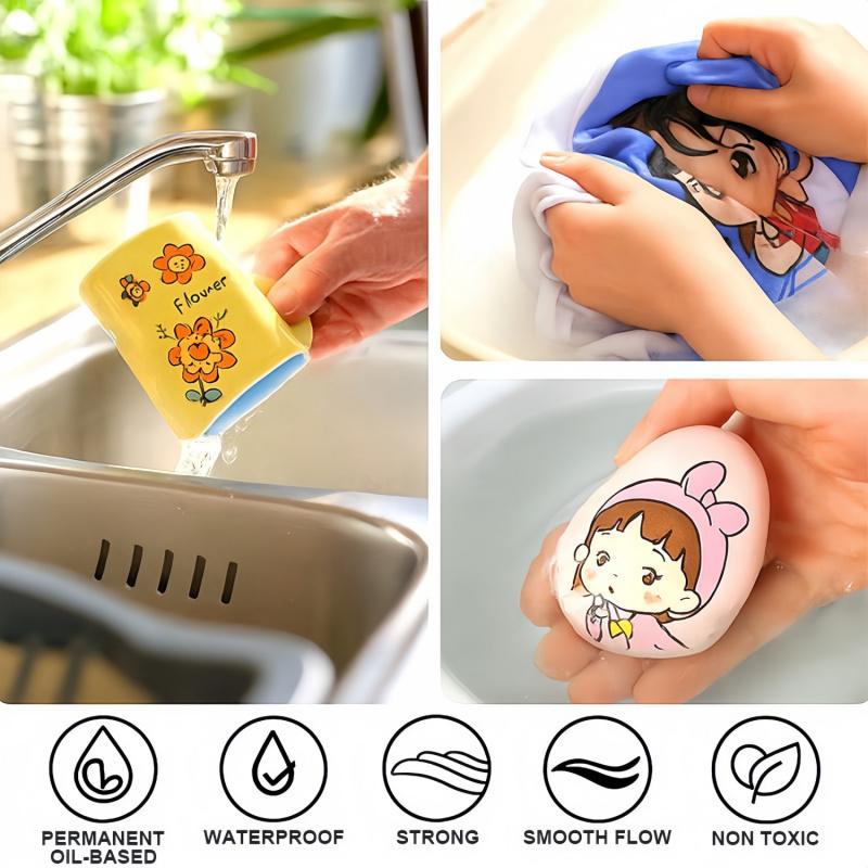 Acrylic Paint Markers Pens Set, Dual Tip Dual-Color Brush Tips Acrylic Paint Pens, Creative Coloring Markers, Acrylic Drawing Markers for Rocks, Wood, Canvas, Stone, Fabric, Plastic DIY Art Supplies Back to school