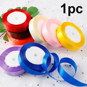 Vibrant Color Polyester Ribbon 2cm Wide 25 Yards Gift Wrapping Tape, Gift Packaging, Wedding Cake Decoration Party Supplies Handmade Craft Ribbons