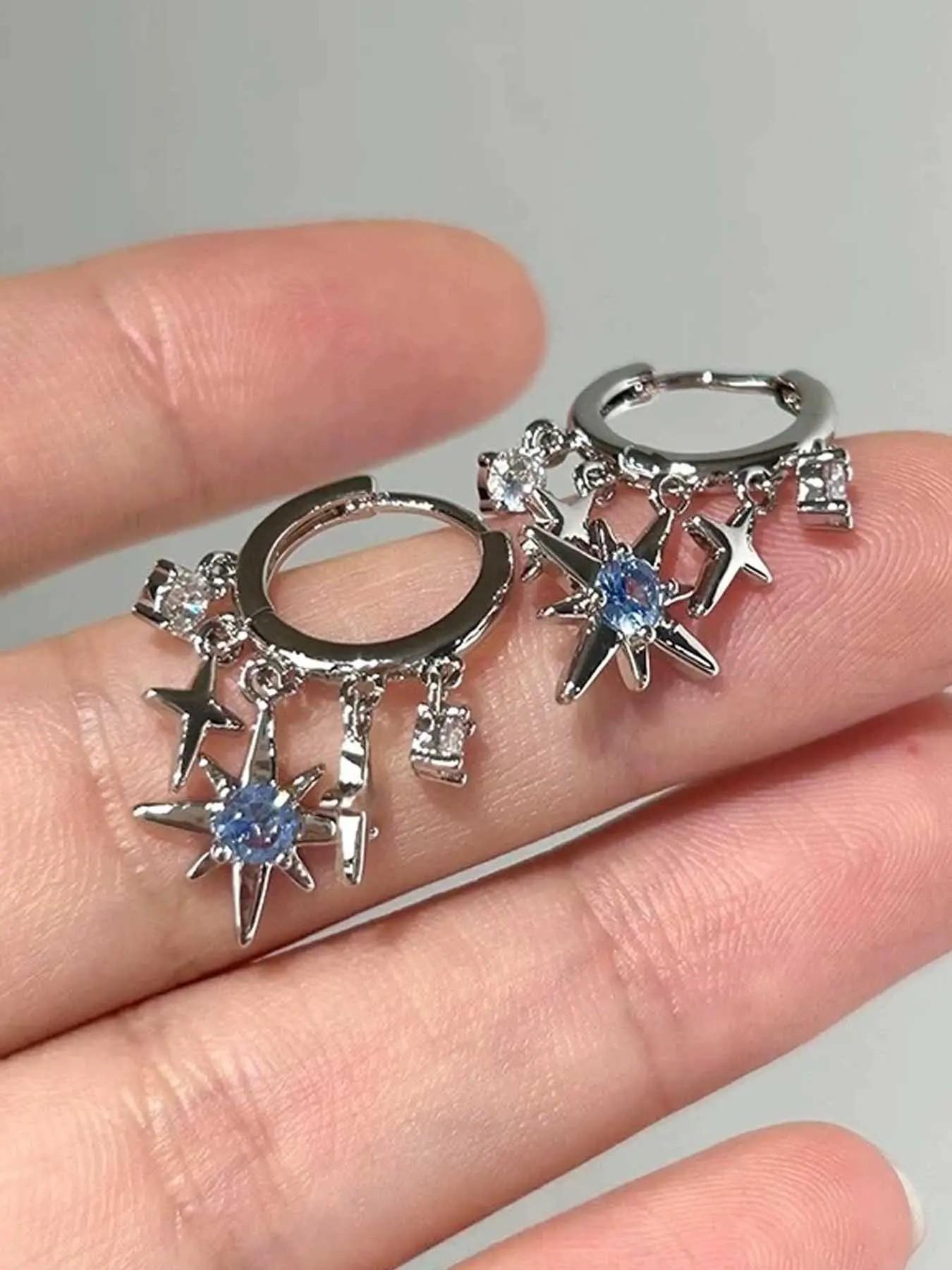 Y2K Style Star Fringe Rhinestone Earrings, Unique Fashion Jewelry, Versatile Accessory for Daily Wear and Parties