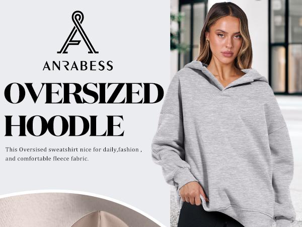 ANRABESS Womens Oversized Hoodies V Neck Sweatshirts Long Sleeve Pullover Casual Fall Teen Girls Preppy Clothes 2025 Trendy Fit Womenswear