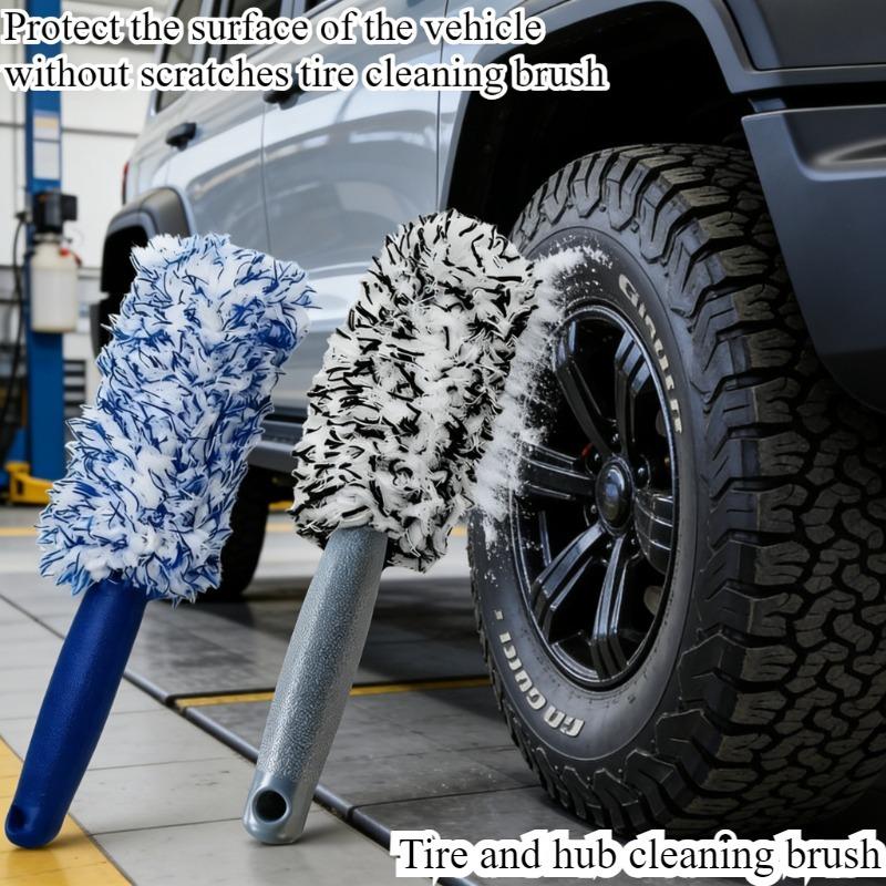 2pcs Wheel Cleaning Brush Set with Soft Bristles for Deep Cleaning, Scratch-Free Vehicle Surface Protection, Durable Plastic Handle, Ideal for Car, Truck, and Motorcycle Wheel Detailing, High-Quality Wheel Cleaning Tool, Efficient Car Detailing