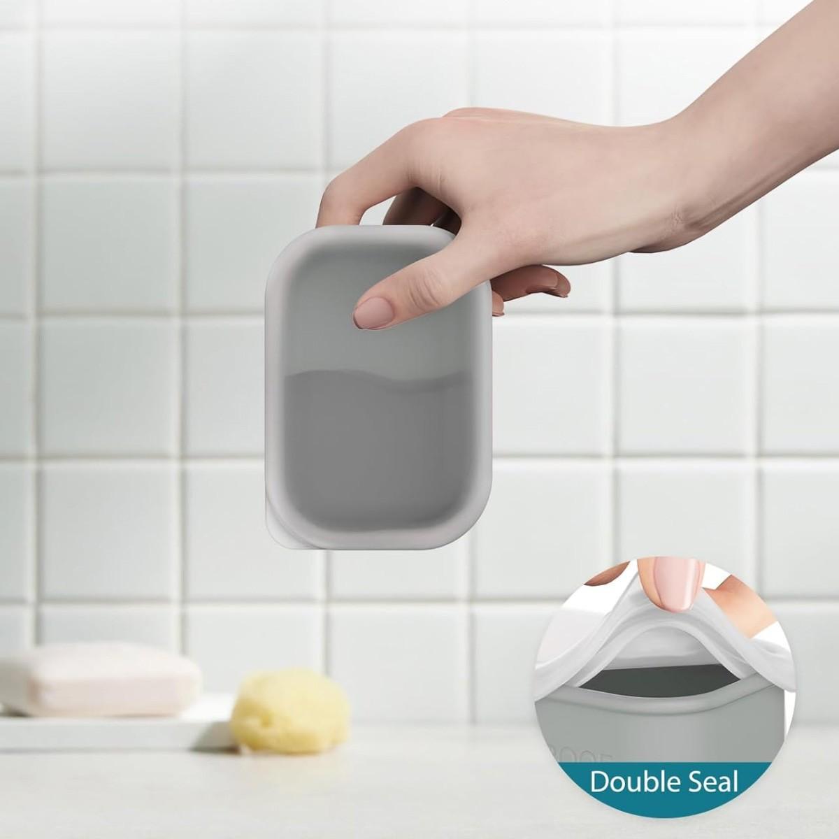 Compact Leakproof Travel Soap Case, Silicone Soap Box with Draining Layer, Enhanced Soap Container, Suitable for Camping, Gym, Bathroom, Outdoor Essentials