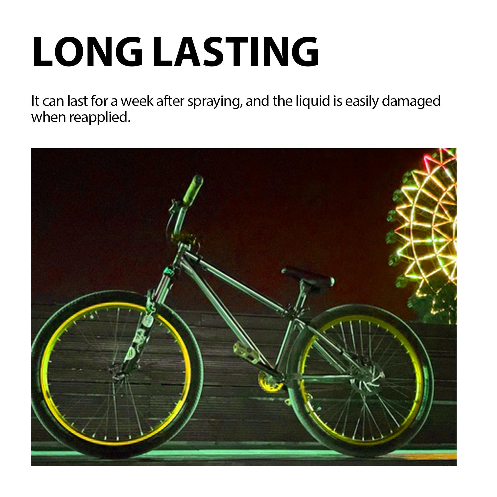 Night Reflective Spray Bottle - Environmental Fluorescent Glow-In-Dark Coating for Bicycle Gear, Car Exterior Accessories; Clean First Before Application