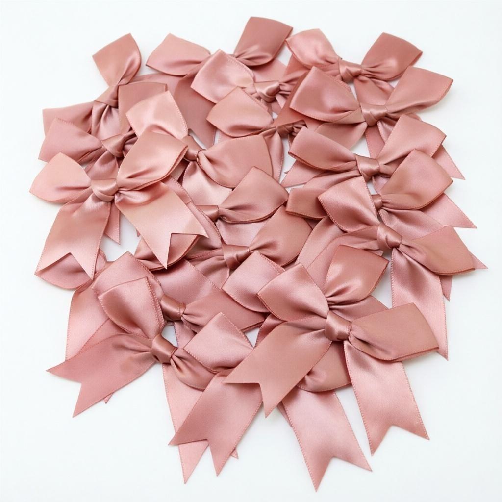 50pcs Christmas Tree Ribbon Bow, 8.5x8.5cm, 2.5cm Width, Holiday Decor, Floral Wreath & Gift Wrapping, Durable Material