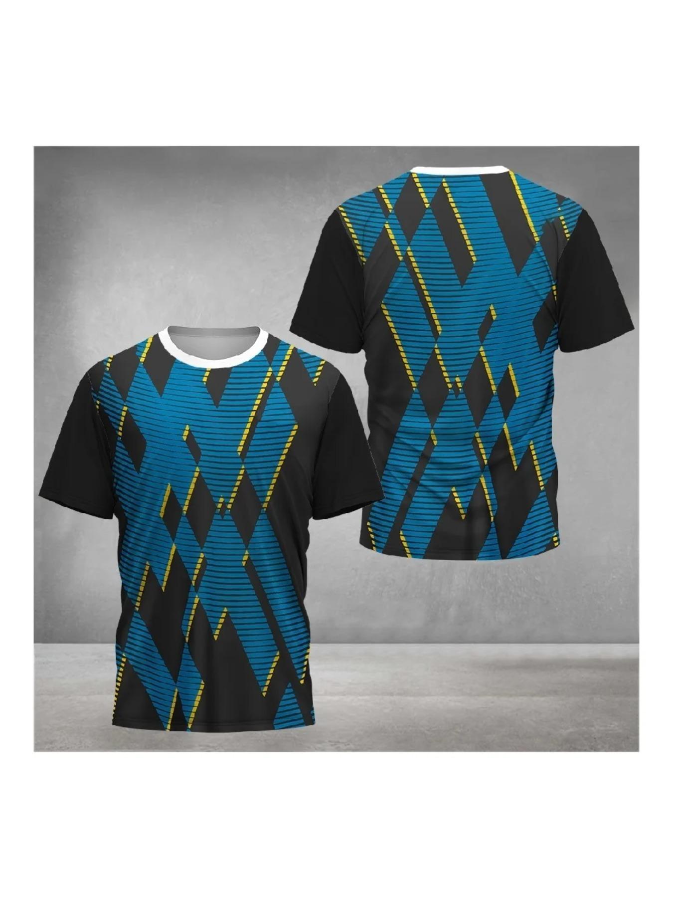 Fashion 3D Print Gym T-shirt Man Outdoor Running Tee Badminton Tennis Sports Men's T Shirt Casual O-neck Loose Short Sleeve Tops