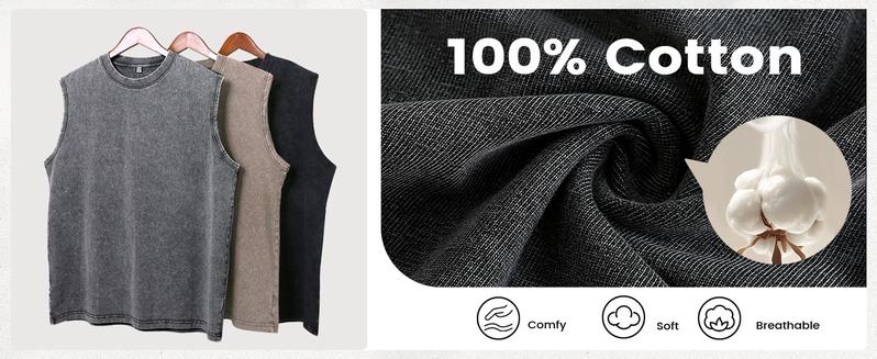 Arssm 3-Pack Acid Wash Tank Tops – Unisex Sleeveless Cotton Muscle Tee & Cut-Off Loose Fit Vintage Streetwear for Summer Layering & Casual Outfits Arssm 3-Pack Acid Wash Tank Tops – Unisex Sleeveless Cotton Muscle Tee & Cut-Off Loose Fit Vintage Streetwear for Summer Layering & Casual Outfits