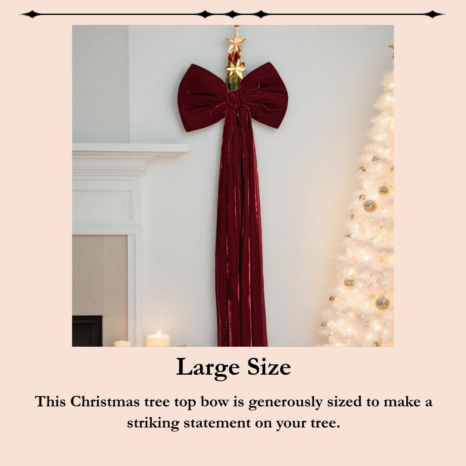 1 Valentine's Day Home Decor Bow Large Red Christmas Tree Top Velvet Bow Valentine's Day Ornament Christmas Wreath Bow for Family Gatherings, Weddings, Cars and Festive Decorations