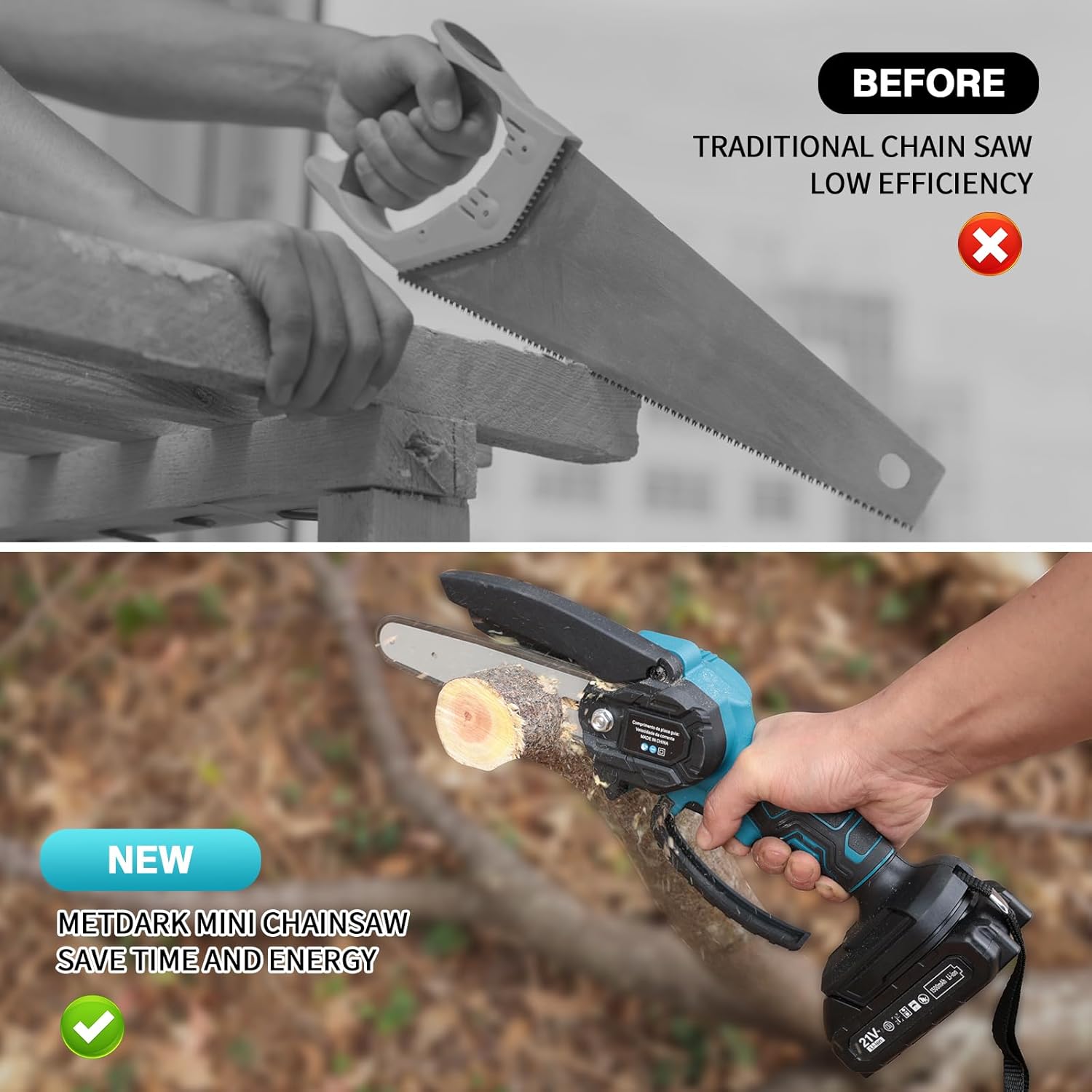 6" Brushless Mini Chainsaw | Cordless Portable Handheld Saw | 2*3000mAh Battery | Tree Pruning & Gardening | Ideal Gift