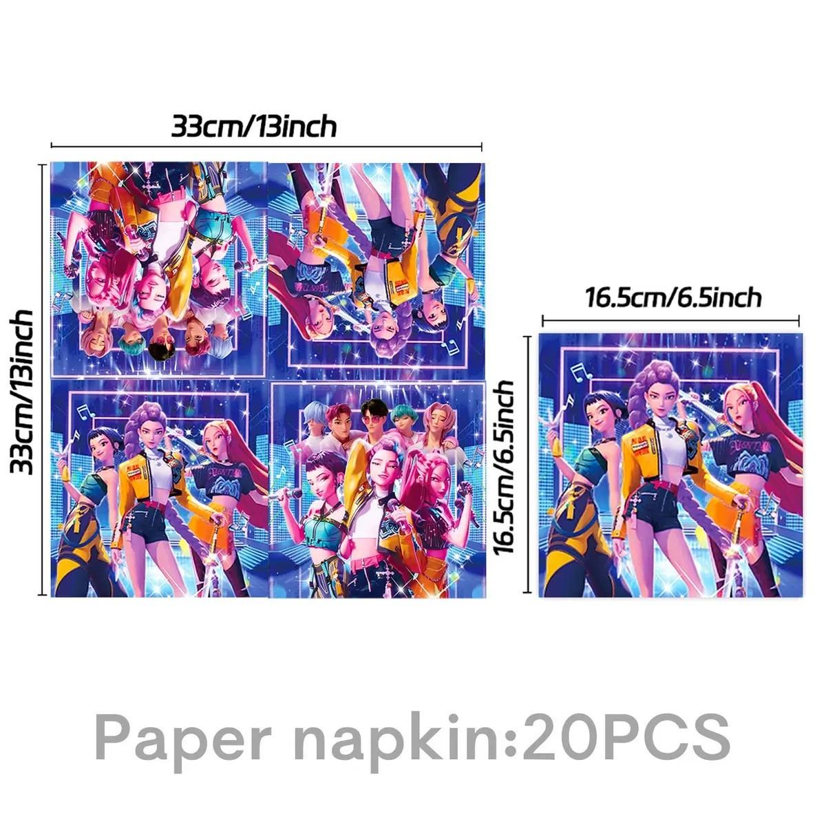 K-Pop Birthday Party Decoration Set - K-Pop Anime Girls - Tablecloths, placemats, plates, paper cups, banners, forks | Cool K-Pop themed party supplies suitable for fans, children, and teenage boys and girls, perfect gifts for K-Pop enthusiasts, Mother's