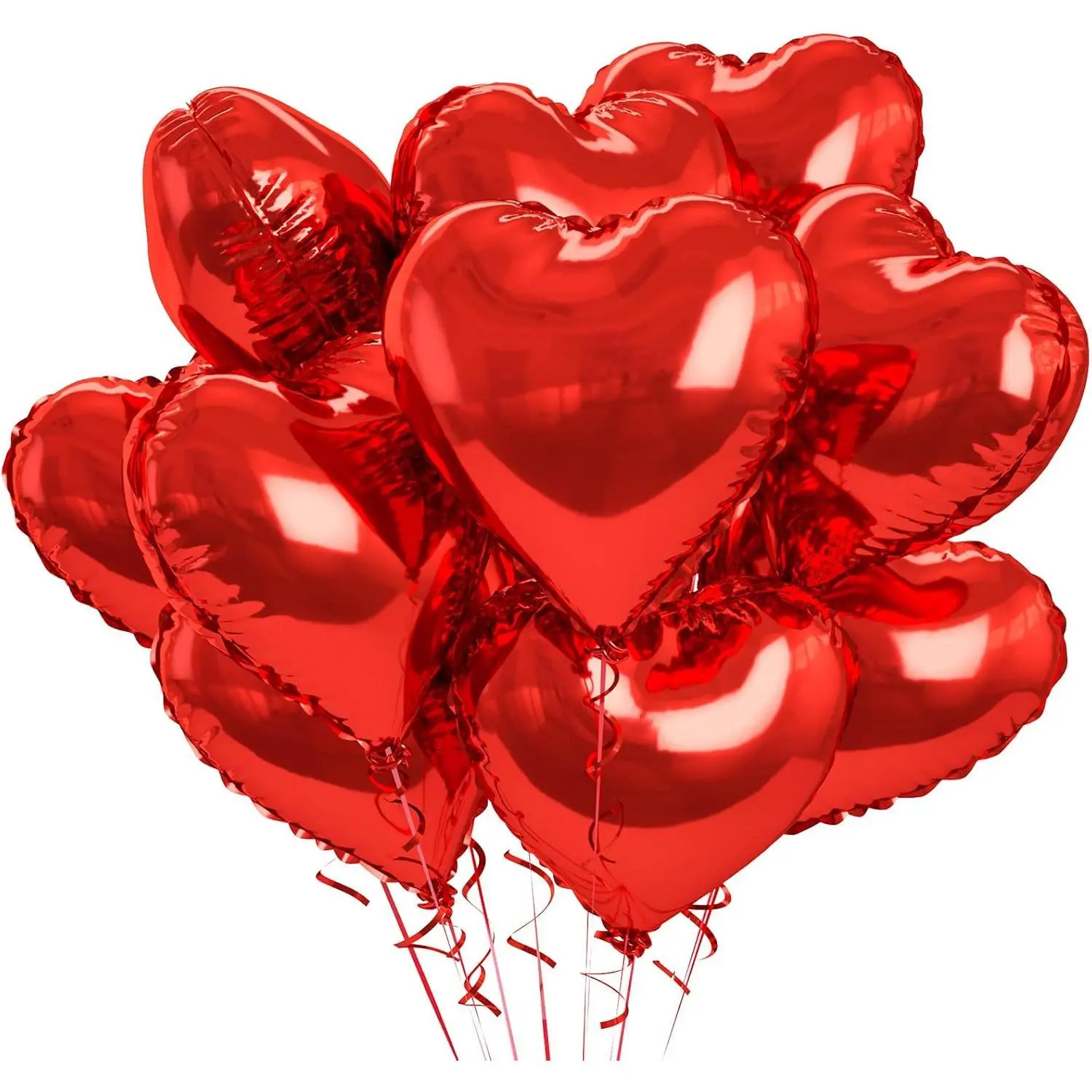 Foil Heart Balloons Red, 10PCS Red Heart Shape Balloons, Valentines Balloons 18inch Red Foil Balloons for Helium Valentine Decorations for Valentines Day, Wedding, Anniversary Decoration