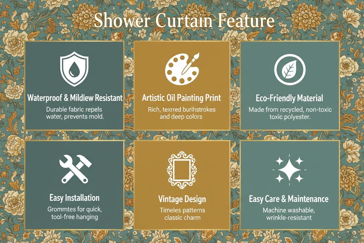 Vintage Oil Painting Style Lily Vase Bath Curtain, European Classical Floral Bathroom Decor, Soft Polyester Shower Curtain, Home & Hotel Use