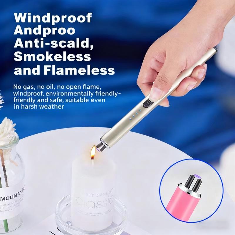 Igniter, electric igniter, rechargeable C-type igniter, arc igniter with LED battery display, flameless long-wick candle igniter, designed for barbecue and camping, Christmas gift, New Year gift