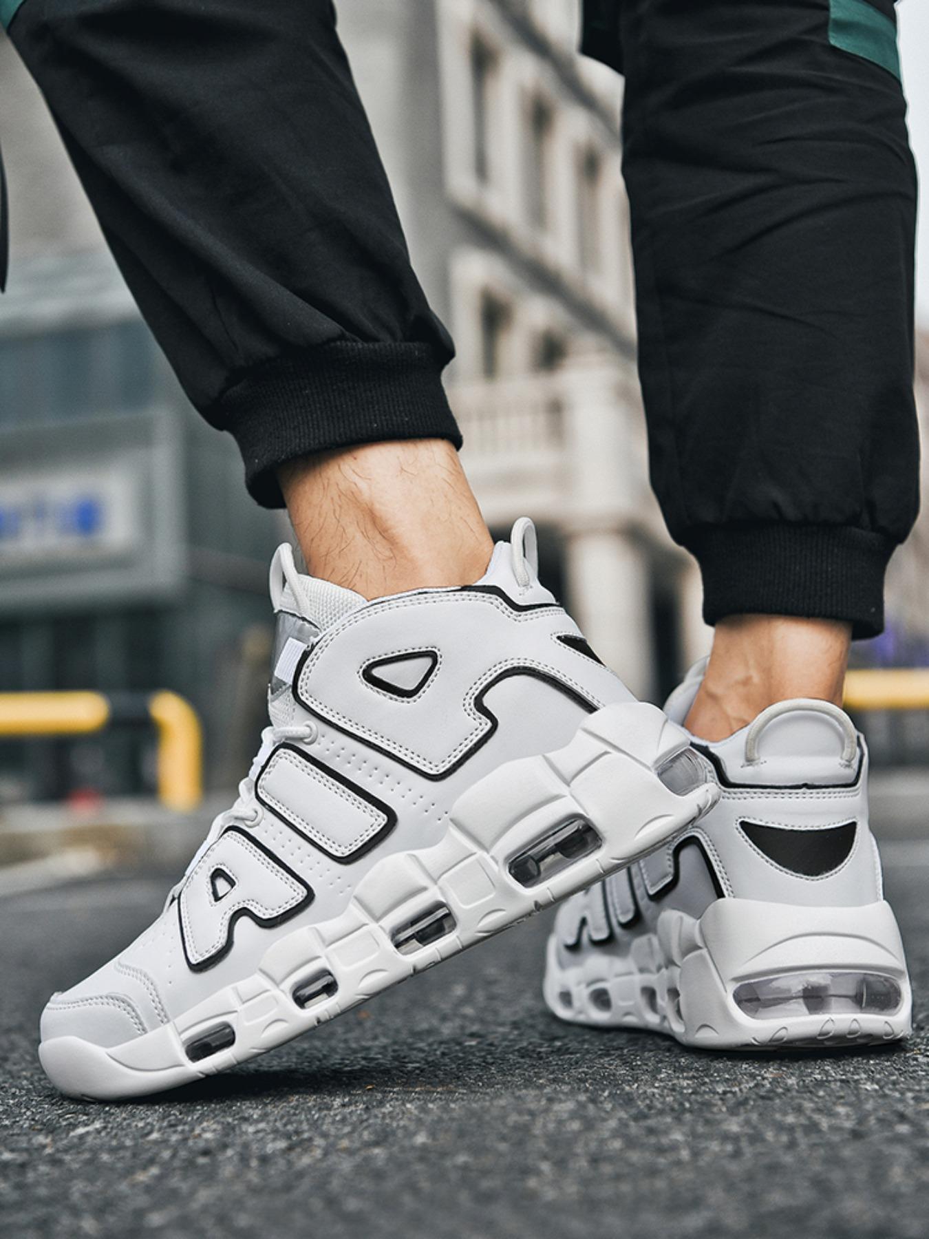 Men's High-Top Fashion Sneakers, Comfortable Breathable Running Shoes, Striped PU Leather, Medium Width, All Seasons