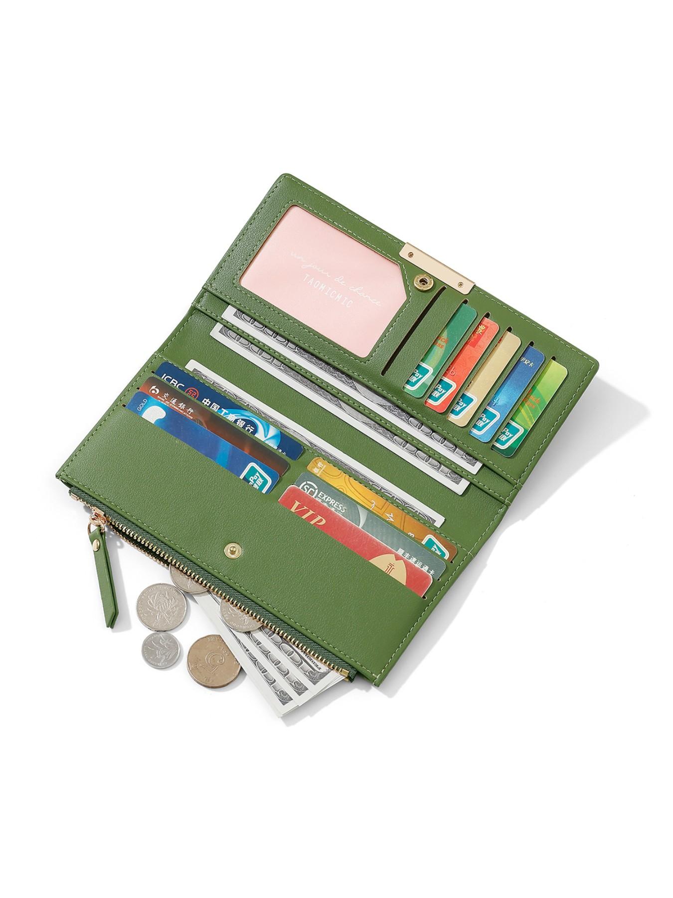 New Arrival Women's Long Wallet, Two-Fold Zipper Leather Money Clip, Credit Card Wallet, Large Capacity Card Holder, Handheld Silver Color Wallet, Wallet With Zipper