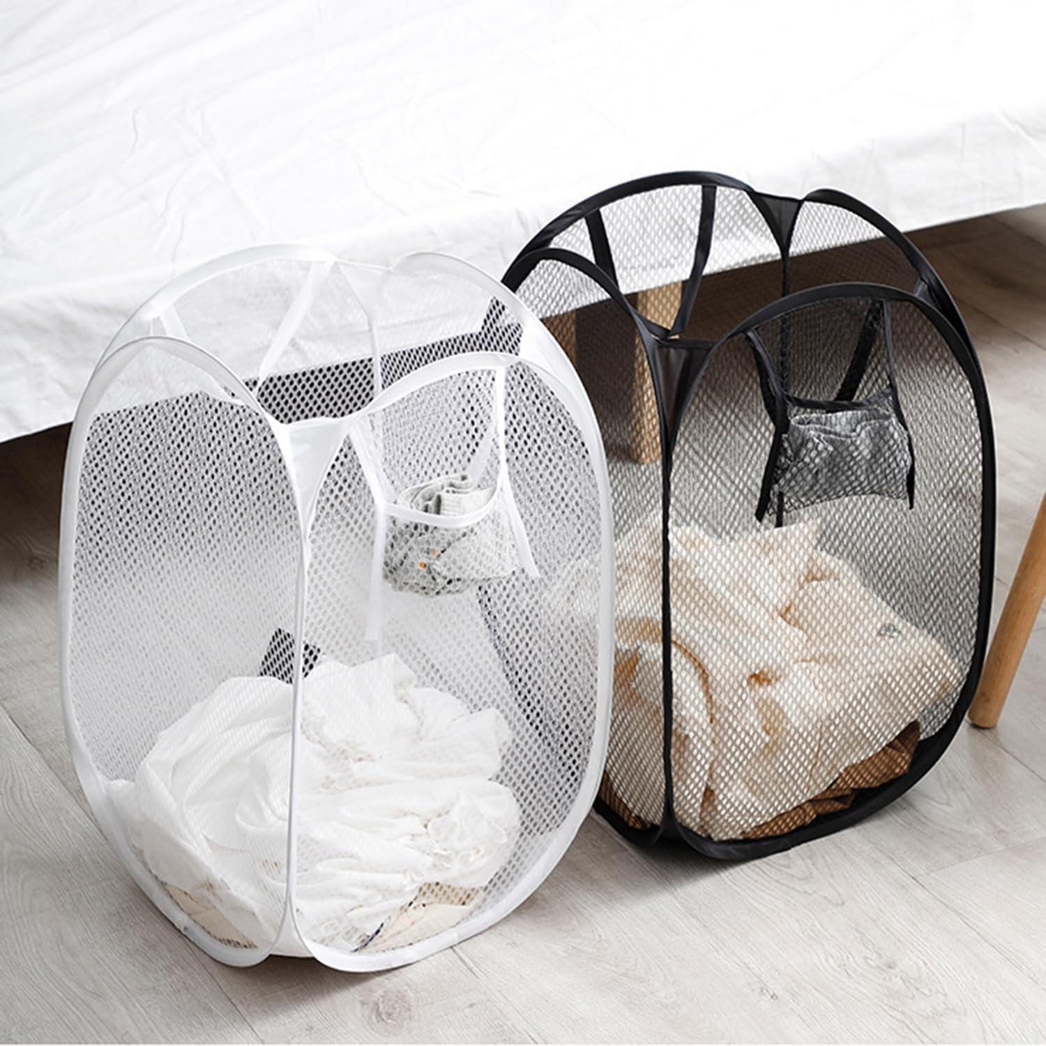 3-Piece Foldable Laundry Basket Set, Pop-Up Mesh Dirty Clothes Bin, Large Capacity Storage Tray, Ideal for Home Use, Perfect for Renters and Young Families