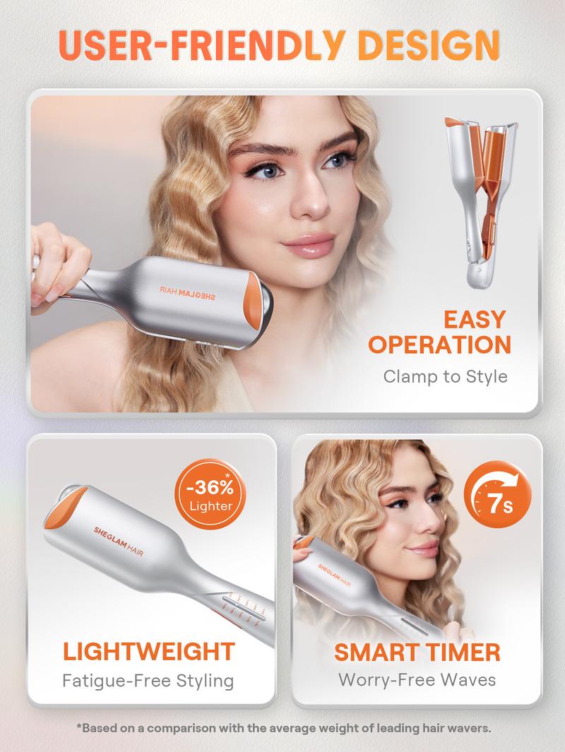 【Black Friday Limited Time】SHEGLAM HAIR Beach Babe Hair Waver,Ionic Hair Waver,Waver Curling Iron,2 Barrel Hair Crimper With Anti-Scald,50 Million Ions & 10 Min Quick Wave,Smart Timer & Adjustable Temps,Easy To Use Hair Tool For Women - US Plug 【Black Friday Limited Time】SHEGLAM HAIR Beach Babe Hair Waver,Ionic Hair Waver,Waver Curling Iron,2 Barrel Hair Crimper With Anti-Scald,50 Million Ions & 10 Min Quick Wave,Smart Timer & Adjustable Temps,Easy To Use Hair Tool For Women - US Plug