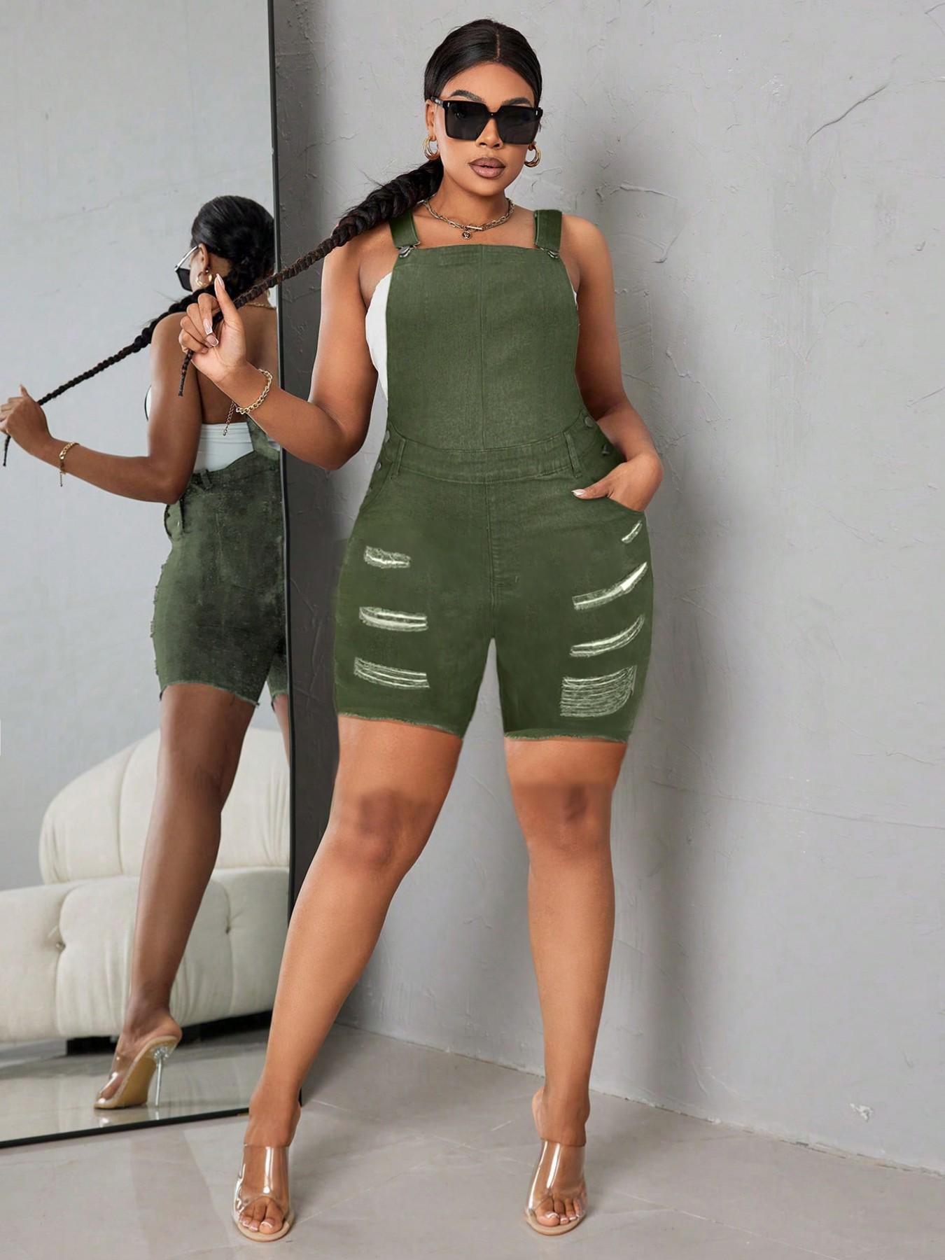 Women's Pocket Denim Overalls, Button Casual Fashion Overalls for Daily Wear, Ladies Clothes for Summer, Everyday