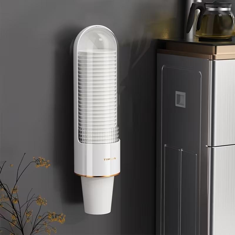 Double Color Plastic Cup with Transparent Lid, Space Saving Stackable Design, Durable Disposable Water Cup, Bathroom Kitchen Office Accessories, Plastic Clear Cups