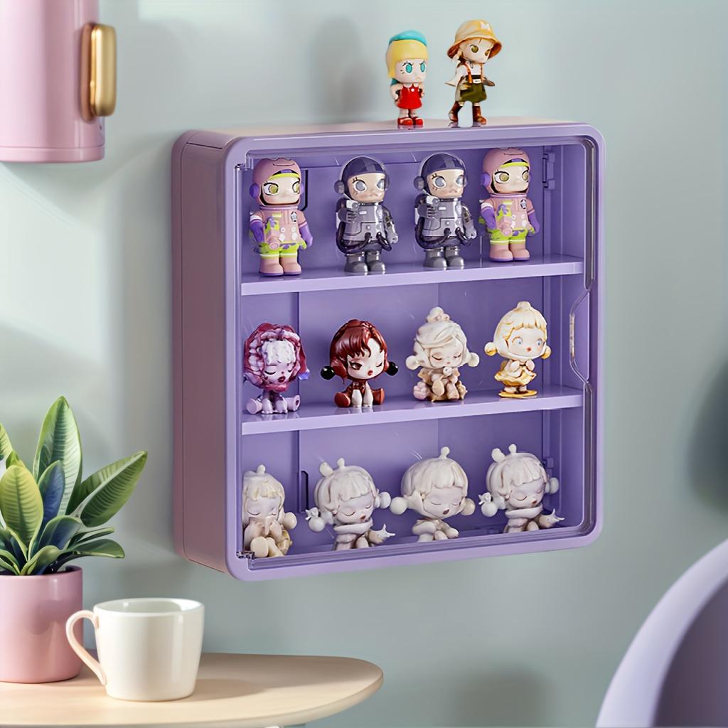 Wall-Mounted Transparent Panel Storage Box, Multi-Compartment Display Rack, Dustproof Plastic Layers, Space-Saving Design, Durable Material