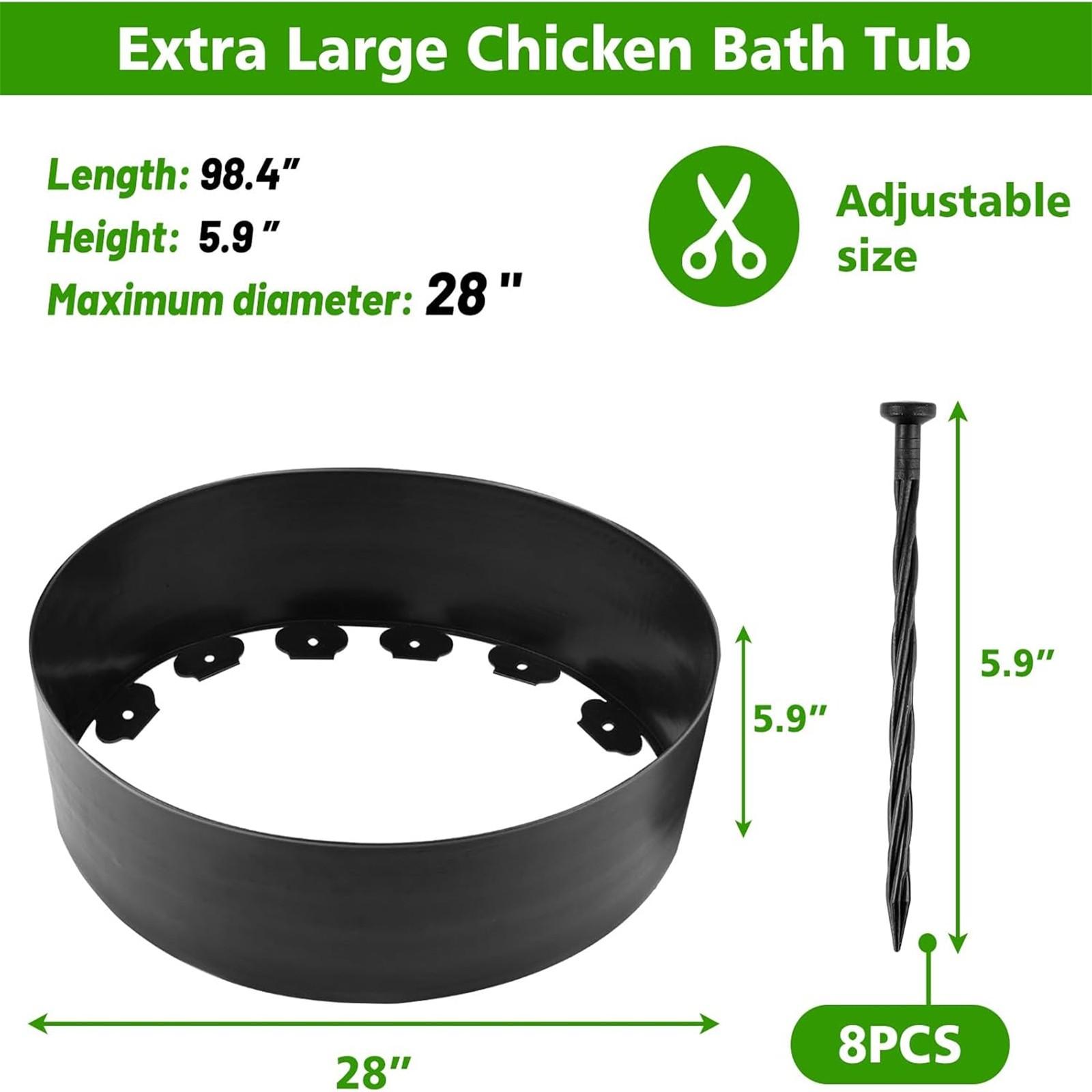 28 Inch PE Chicken Dust Bath Tub No Bottom Design Adjustable Chicken Sand Bath Container Coop Cleaning Supplies Poultry Accessory