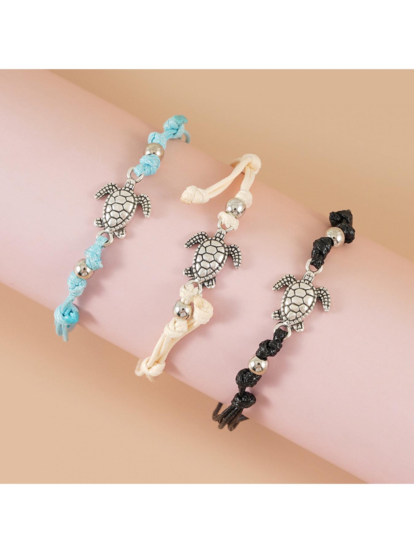 New vintage turtle-shaped bracelet made of wax rope, hand-woven turtle beach bracelet