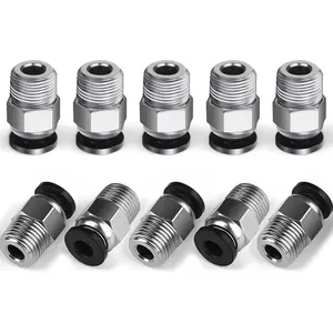 10PCS Premium PC4-M10 Pneumatic Quick Connector Fittings, Bowden Tube Coupler Male Straight PTFE Tube Push for E3D-V6, Bowden Extruder Parts Compatible with Ender-3 and Ender-3 V2 3D Printer