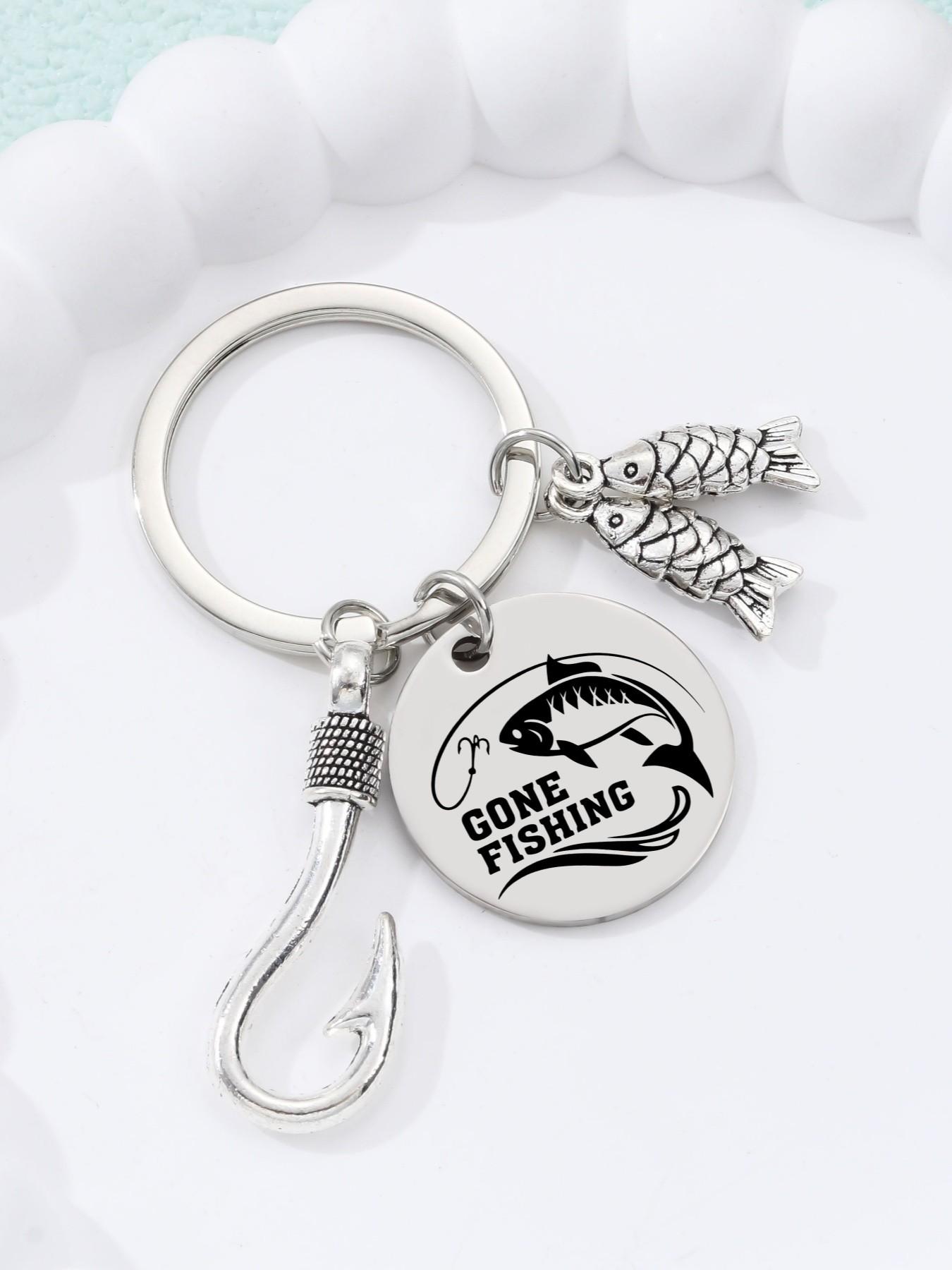 New Simple Fashion Fish Hook Small Alloy Keychain, Stainless Steel Fishing Lover Memorial Gift, Daily Bag Accessory Charm, Fish Enthusiast, Fish Hook Design