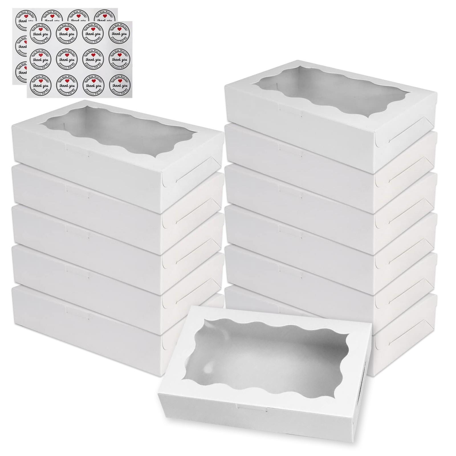 White Cookie Boxwith Window 7.09x4.9x1.75 Inch TwoUses Pastry Biscuit Bakery Box ForPackaging Bakeware