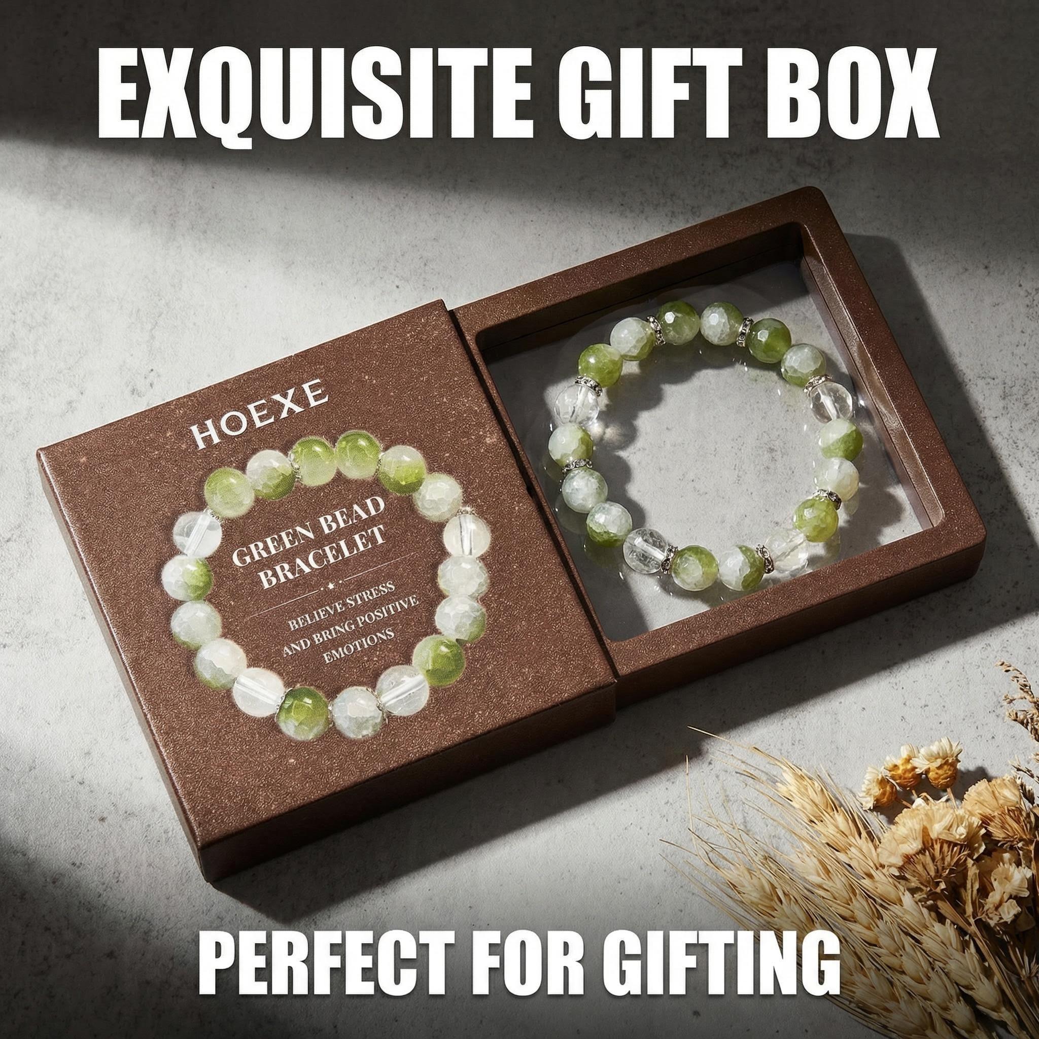 Hoexe Green Crushed Bead Bracelet Unisex Fashion Convenient Comfortable Daily Life Decorative Bracelet