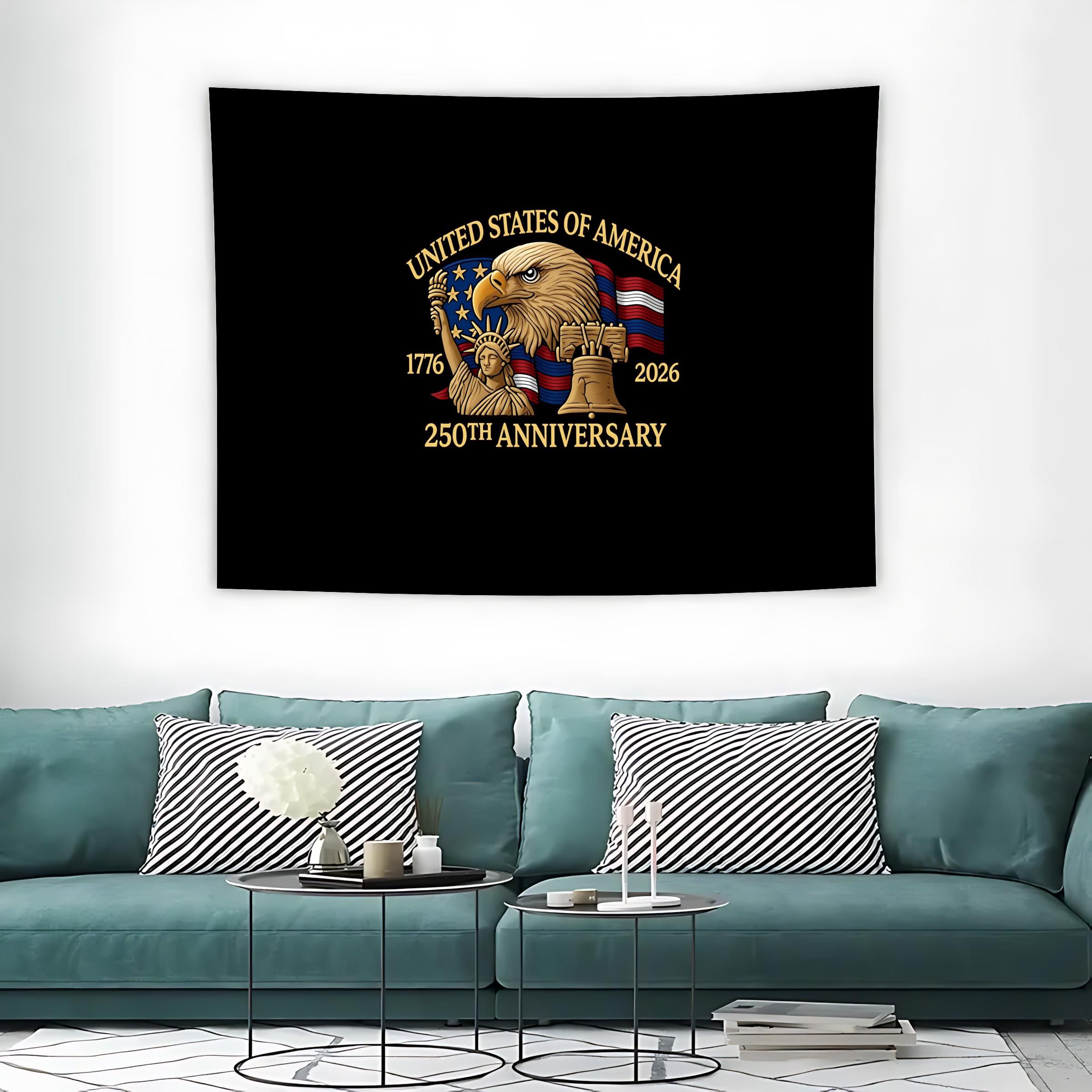 Statue of Liberty Liberty Bell 250th Anniversary Tapestry, American Bald Eagle Wall Art, Casual Knit Style, Model Xinghao 114514