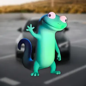 1PC  Cartoon Waving Lizard Car Sticker Waterproof  Sun Protection and Wear Resistant Suitable for Car Trunk Triangular Window Tablet External Decoration Decals Vehicle Exterior Green Frog Design DIY Accessories