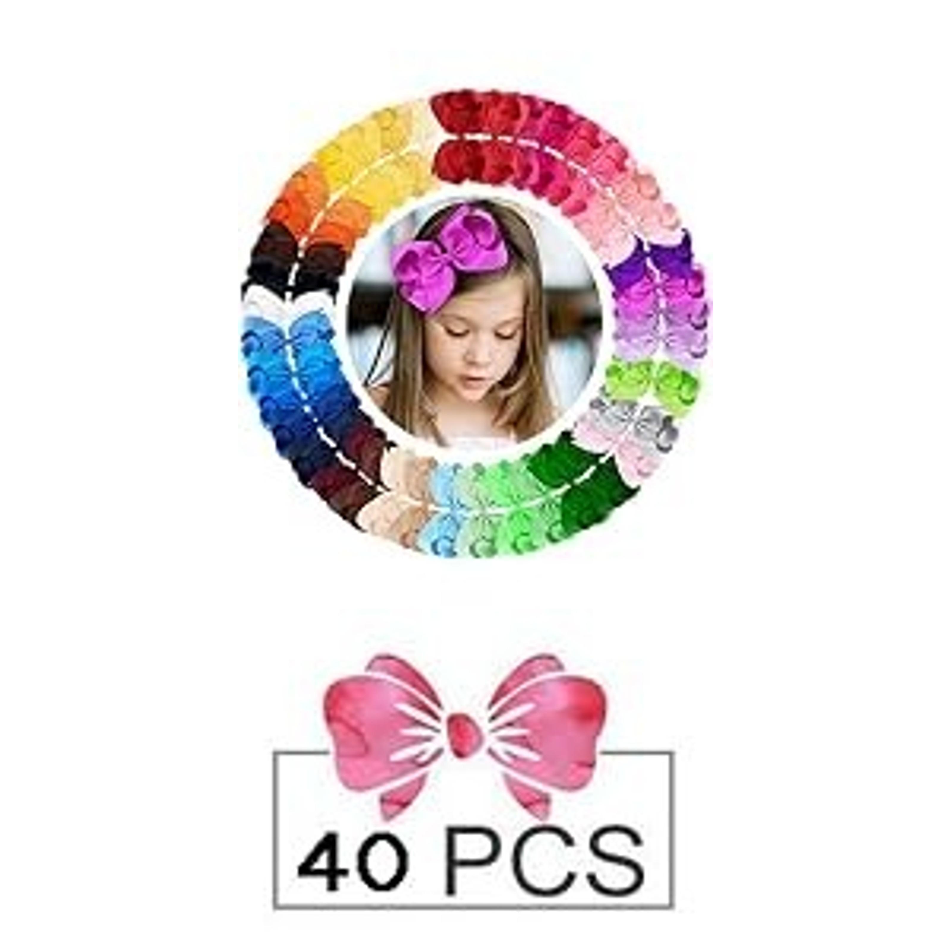 Hair Bows for Girls, 30 Colors 6 Inch Grosgrain Ribbon Hair Bows Clips Alligator Clips Barrettes Hair Accessories, Back to School, Party, Photography, Christmas, Travel | Grosgrain Ribbon Bows Hair Alligator Clips Hair Barrettes for Girls Toddler Inf