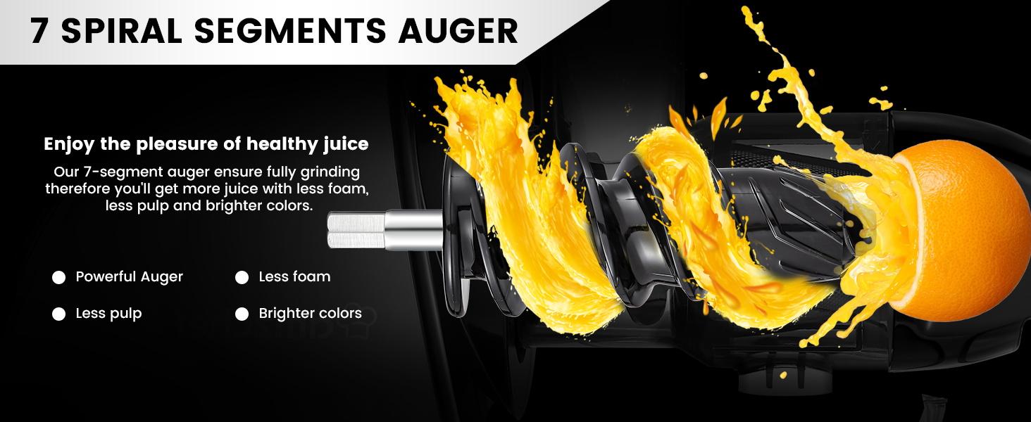 Masticating Juicer Machines, AMZCHEF Slow Cold Press Juicer with Reverse Function, High Juice Yield, Easy Clean with Brush,Recipes for High Nutrient Fruits and Vegetables