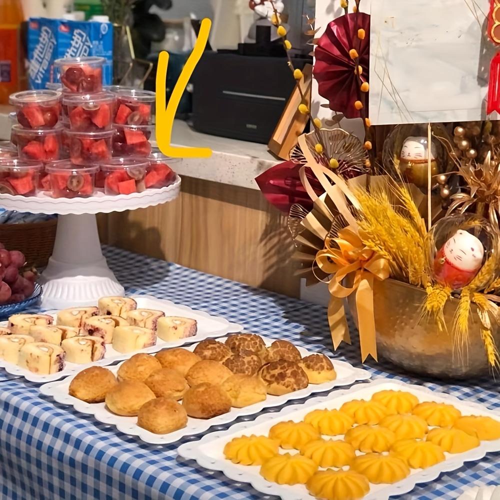 2pcs Plastic Display Trays, Home Fruit Food Tray, European Style Cake Stand, Rectangular Plates, Cupcake Dessert Dish, Party Wedding Snack Plate, Salad Serving Plates