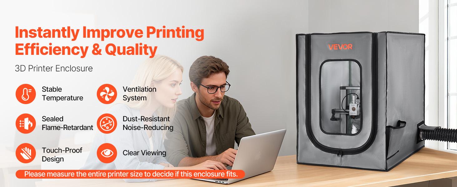 VEVOR 3D Printer Enclosure with Ventilation, Dustproof Waterproof Oxford Cloth Resin 3D Printer Tent, Constant Temperature Protective Case with LED, Compatible with Photon Mono/Mars 3, FDM/LCD Printer