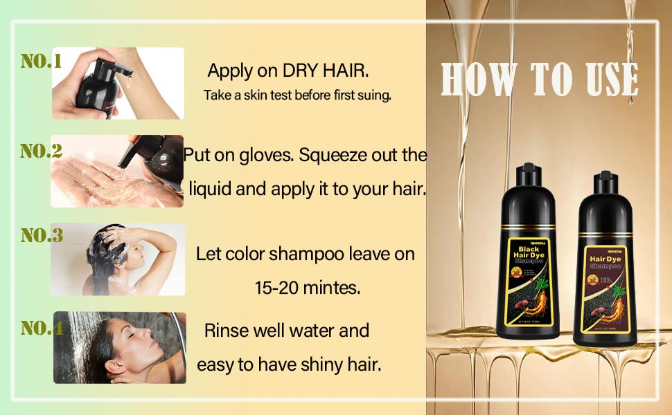 3-in-1 Hair Color Shampoo, 100% Covering Gray Hair-Herbal Ingredients, Long-Lasting Moisturizing Suitable for All Hair-Types, First Choice for Valentine's Day Gifts for Men and Vomen Haircare Black