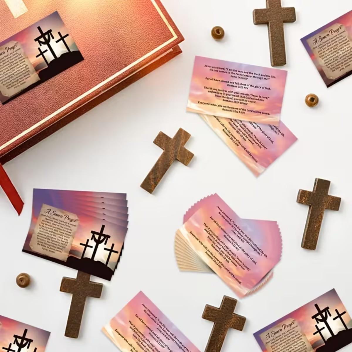 100pcs Salvation Prayer Cards / Inspirational Bible Verse Cards — Pocket-sized Gospel Tracts Cards for prayer and salvation，Suitable for Wallet Planners, Bookmarks, And Christian Gift