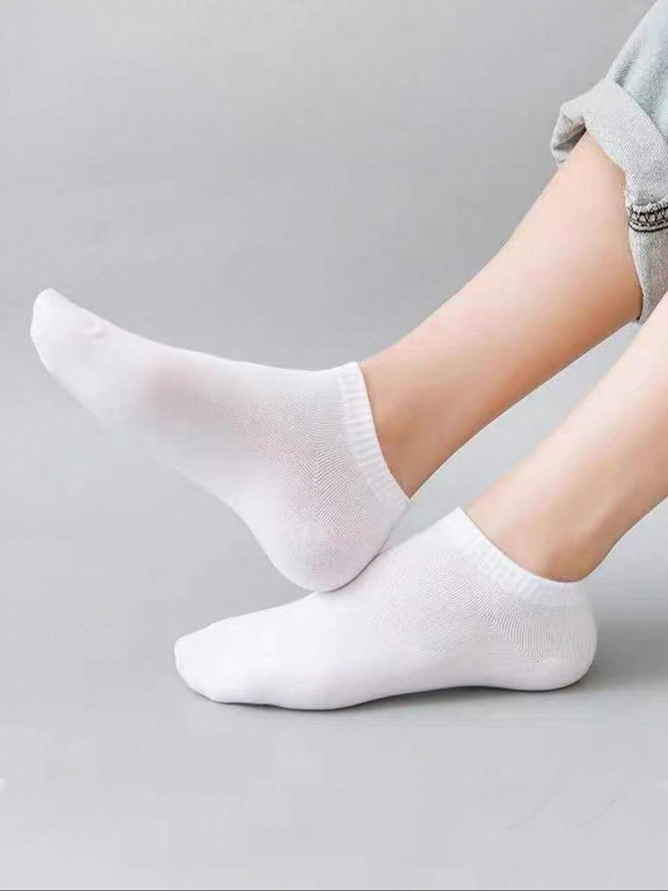 5/10 Pairs Basic Plain Invisible Short Socks Set, Fitted Casual Style, All Seasons Wear, No Ca Prop 65 Warning