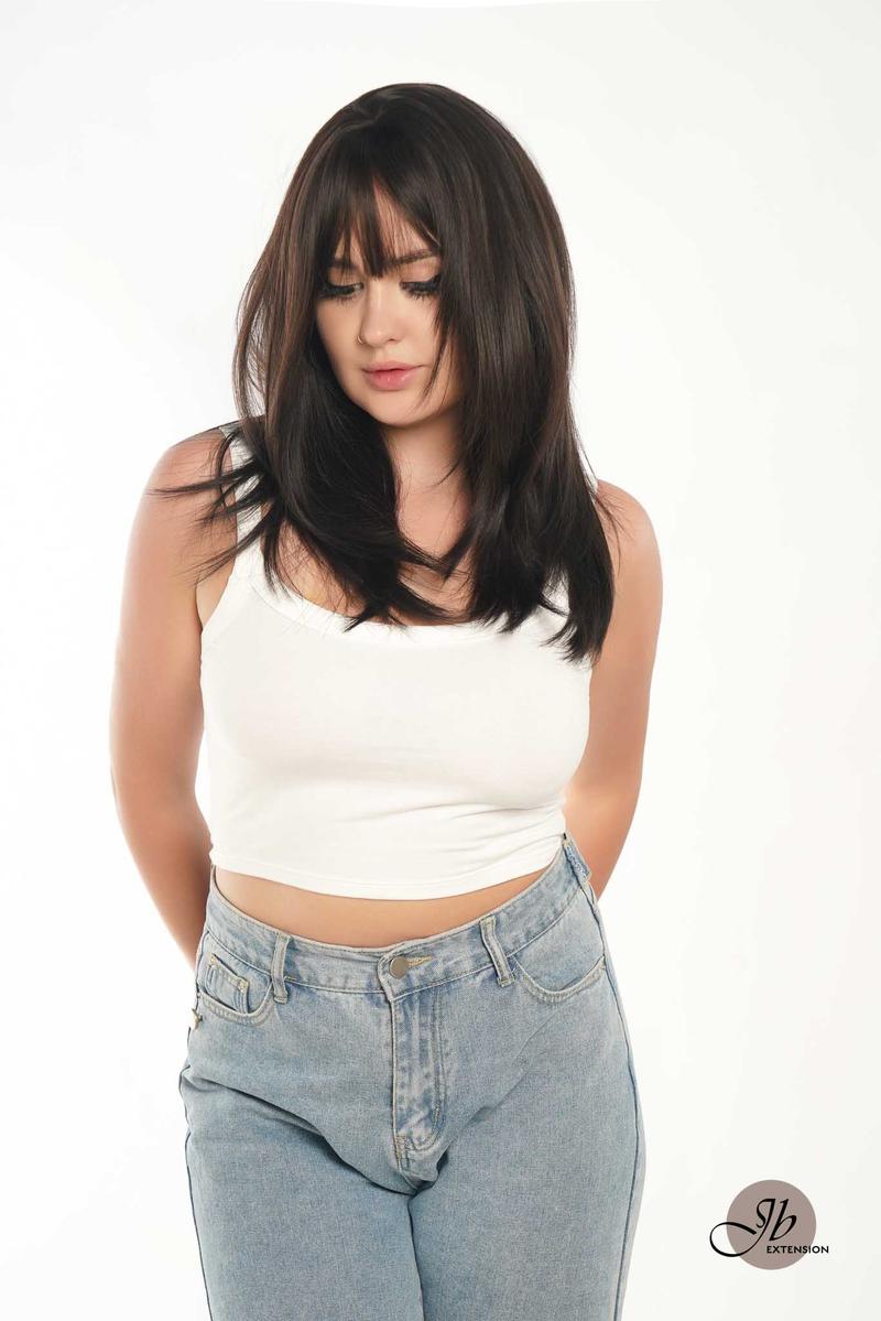 JBEXTENSION 20 Inches Scalpiana 3.5X4 Hard Silky Top Natural Scalp Effect Wig With Bangs LILA