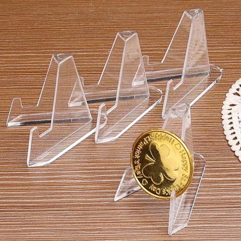 50pcsMini Clear Acrylic Photo Frame Display Stand Elegant Coin Display Stand suitable for baseball card sports trading card display stand Desk Accessories Coins Organizer