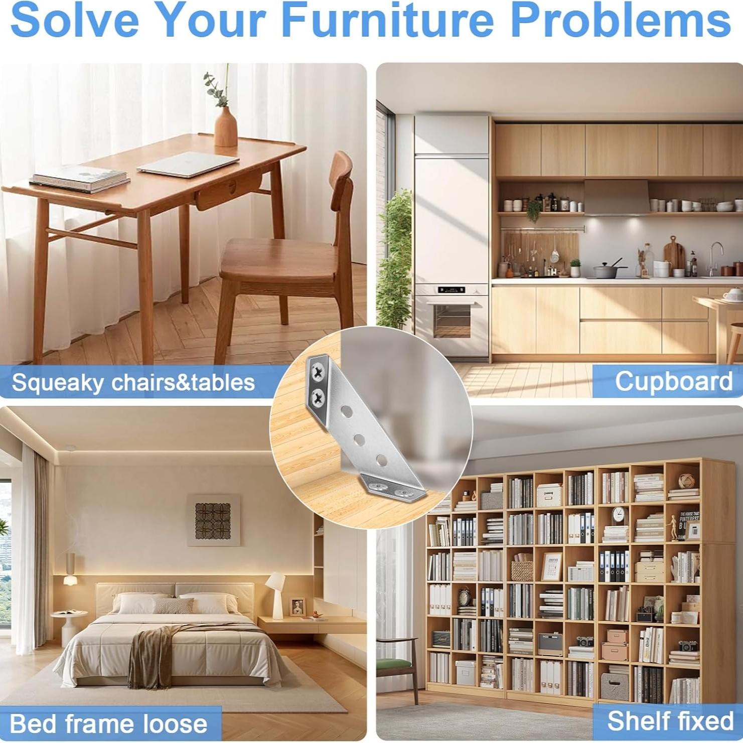 12/32/52pcs universal corner code, multifunctional corner Sturdy Metal bracket connector, fastener furniture repair, used for tables, chairs, cabinets, TV cabinets